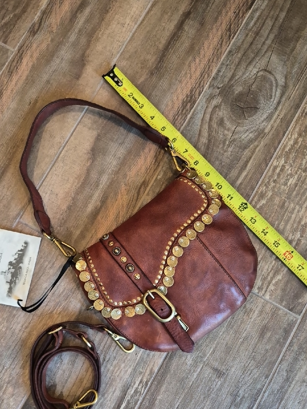 Campomaggi Felloniche Cognac "GIOACHINA" Genuine Leather Shoulder Crossbody Bag - Picture 13 of 16